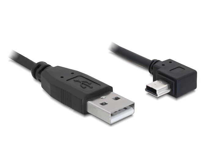 Delock 82683 USB 2.0-A apa - USB mini-B 5 tűs  könyök apa átalakító kábel, 3m