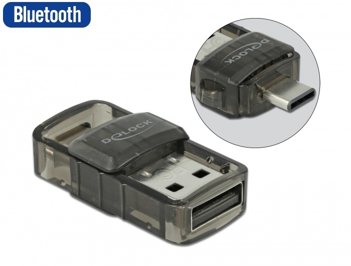 Delock 61002 USB 2.0 Bluetooth 4.0 adapter 2 az 1-ben USB Type-C  vagy A-típusú USB
