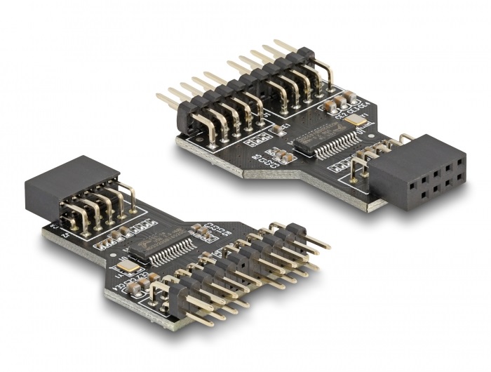 Delock 60045 USB 2.0 Hub 9 tűs tűfej anya - 2 x 9 tűs tűfej apa