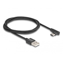 Delock 80030 USB 2.0 kábel A-típusú csatlakozódugó - USB Type-C  csatlakozódugó, ívelt, 1 m, fekete