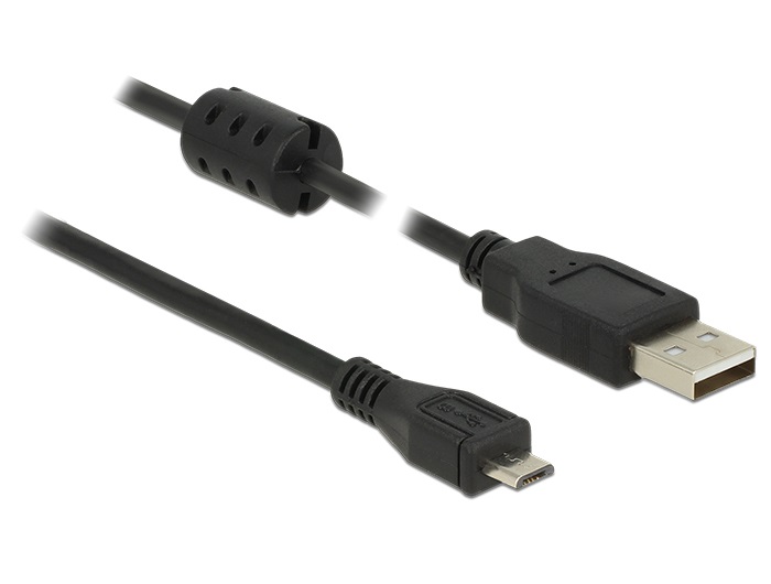 Delock 84900 USB 2.0-s kábel A-típusú csatlakozódugóval > USB 2.0 Micro-B csatlakozódugóval, 0,5 m, fekete
