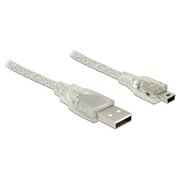 Delock 83907 USB 2.0-s kábel A-típusú csatlakozódugóval > USB 2.0 Mini-B csatlakozódugóval 2 m, áttetsző