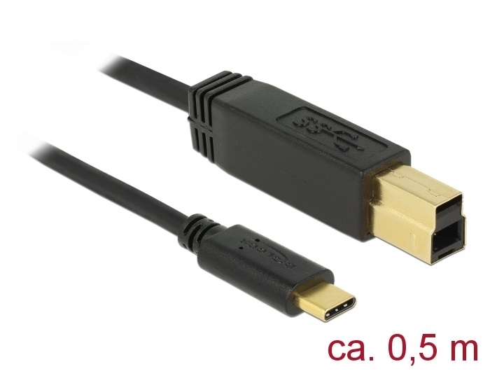 Delock 83674 USB 3.1 Gen 2 (10 Gbps) kábel Type-C a B-típusú 0,5 m
