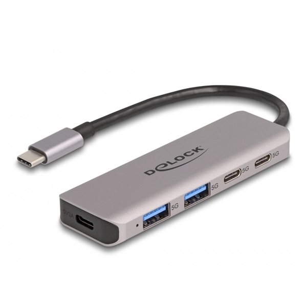 Delock 64239 USB 5 Gbps 2 USB Type-C portos és 2 A-típusú portos hub USB Type-C csatlakozóval