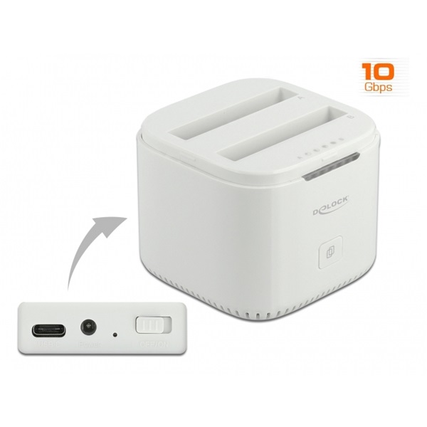 Delock 63084 USB Type-C  3.2 Dokkoló állomás 2 x 2.5  SATA HDD / SSD-hez klón funkcióval