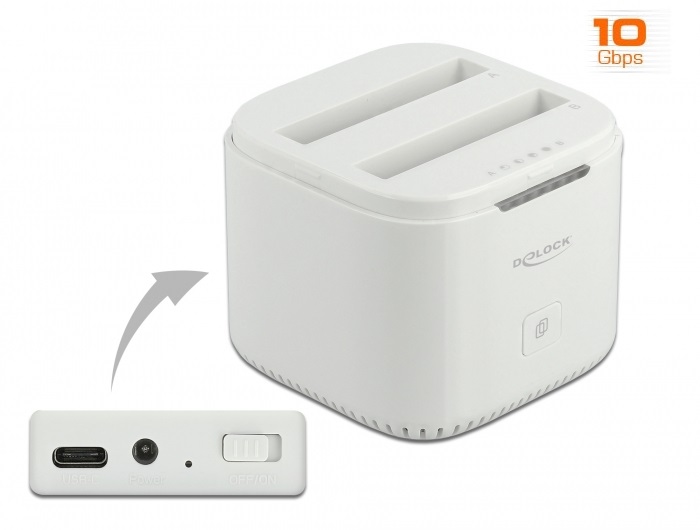 Delock 63084 USB Type-C  3.2 Dokkoló állomás 2 x 2.5  SATA HDD / SSD-hez klón funkcióval