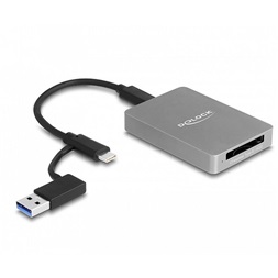 Delock 91008 USB Type-C kártyaolvasó alumínium házban CFexpress vagy XQD memória kártyákhoz