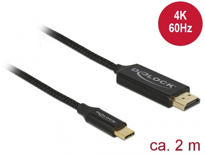 Delock 84905 USB Type-C koax kábel HDMI-hoz (DP Alt Mode) 4K 60 Hz 2 m