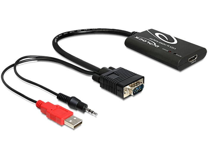 Delock 62408 VGA - HDMI adapter audióval