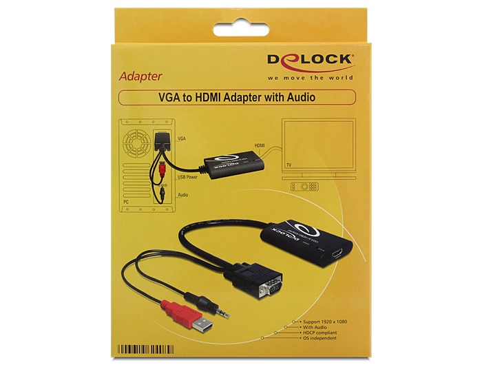 Delock 62408 VGA - HDMI adapter audióval
