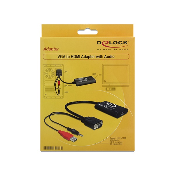 Delock 62408 VGA - HDMI adapter audióval
