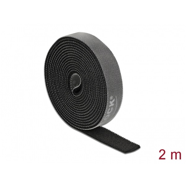 Delock 18383 Velcro fekete ragasztó szalag guriga Hx 2 m x Sz 15 mm