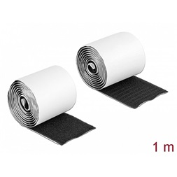 Delock 19063 Velcro öntapadó tépőzáras szalag-szett, H 1 m és Sz 50 mm fekete