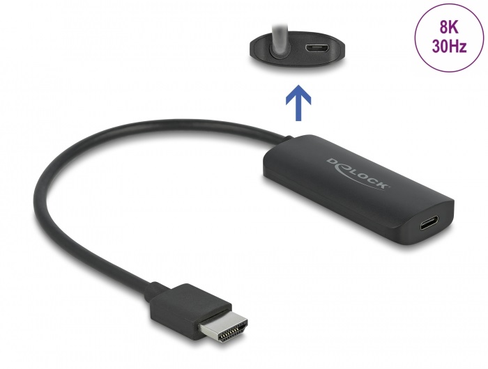 Delock 64212 adapter HDMI-A csatlakozó USB Type-C csatlakozóaljzathoz (DP Alt mód) 8K