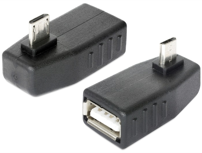 Delock 65474 adapter USB micro-B apa > USB 2.0-A anya, OTG, 90 -ban forgatott