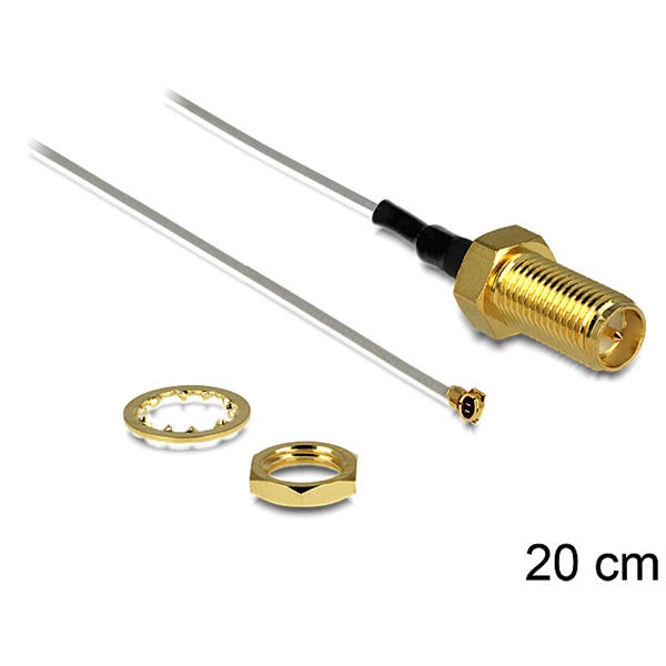 Delock 88815 antenna kábel RP-SMA jack bulkhead > MHF IV/HSC MXHP32 kompatibilis csatlakozó, 200 mm 0.81