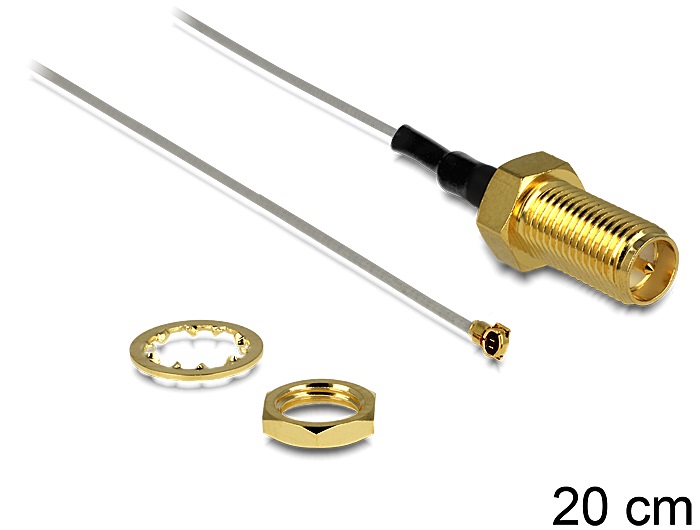 Delock 88815 antenna kábel RP-SMA jack bulkhead > MHF IV/HSC MXHP32 kompatibilis csatlakozó, 200 mm 0.81