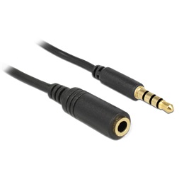 Delock 84669 hosszabbító kábel sztereó 3.5 mm jack apa / anya iPhonehoz 4 érintkezős 5 méteres