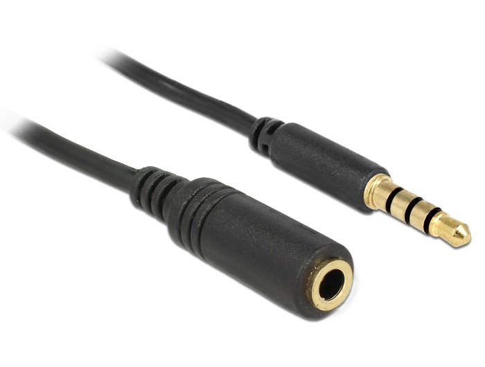 Delock 84669 hosszabbító kábel sztereó 3.5 mm jack apa / anya iPhonehoz 4 érintkezős 5 méteres