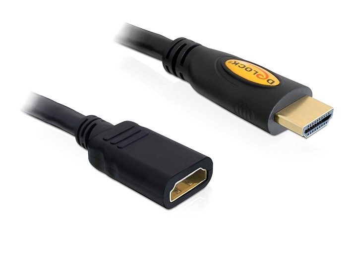 Delock 83080 magas sebességű HDMI hosszabbító kábel, Ethernettel, A apa / anya, 2 m