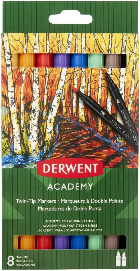 Derwent Academy 8 db-os kétoldalas akvarel filckészlet