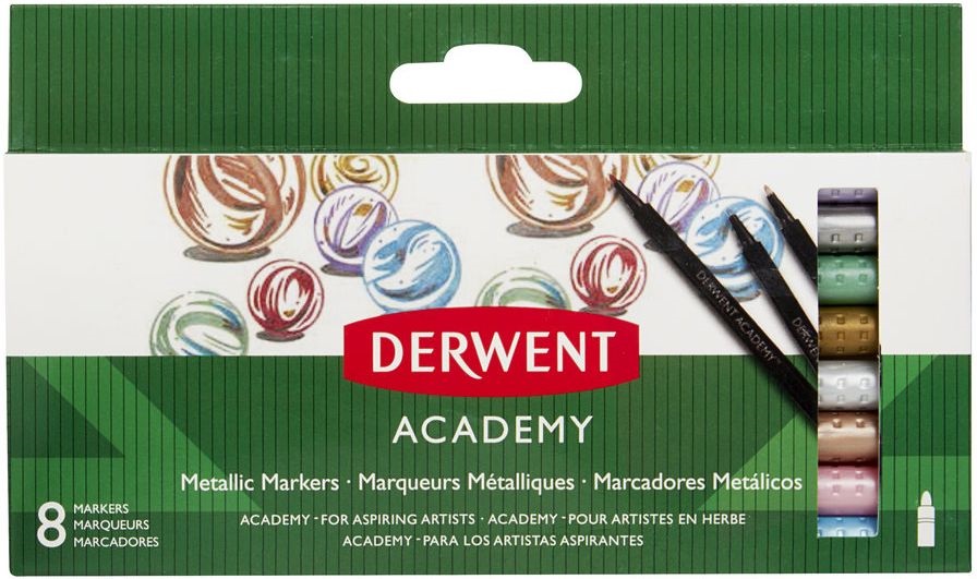 Derwent Academy 8db-os metál színű filckészlet
