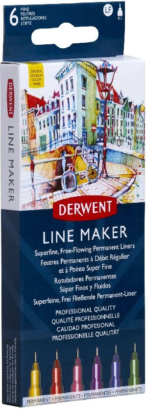 Derwent Line Marker 6 színű 0,3mm tűfilc készlet