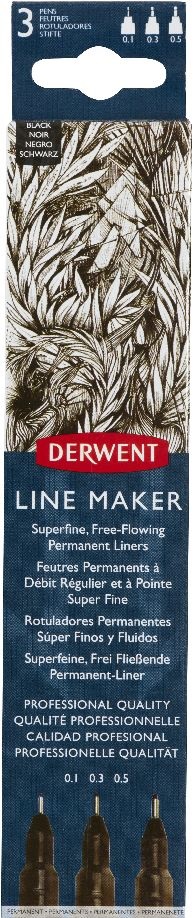 Derwent Line Marker fekete 3db 0,1/ 0,3/0,5 mm tűfilc készlet