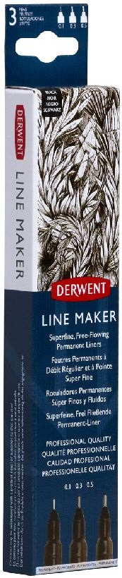 Derwent Line Marker fekete 3db 0,1/ 0,3/0,5 mm tűfilc készlet