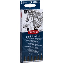 Derwent Line Marker fekete 6db  0,05/0,1/0,2/ 0,3/0,5/0,8 mm tűfilc készlet