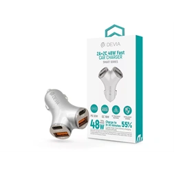 Devia ST112537 Smart Series 48W PD+QC 2xUSB+2xType-C ezüst autós gyorstöltő