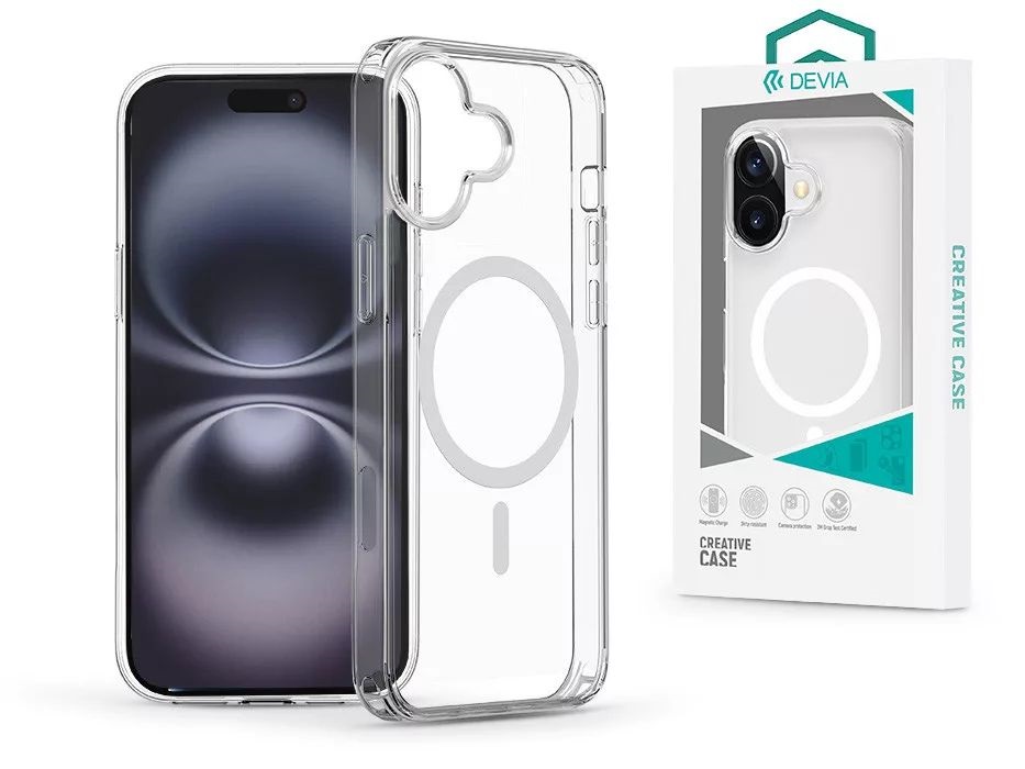 Devia ST115927 Pure Clear Magnetic Apple iPhone 16 Plus átlátszó ütésálló tok