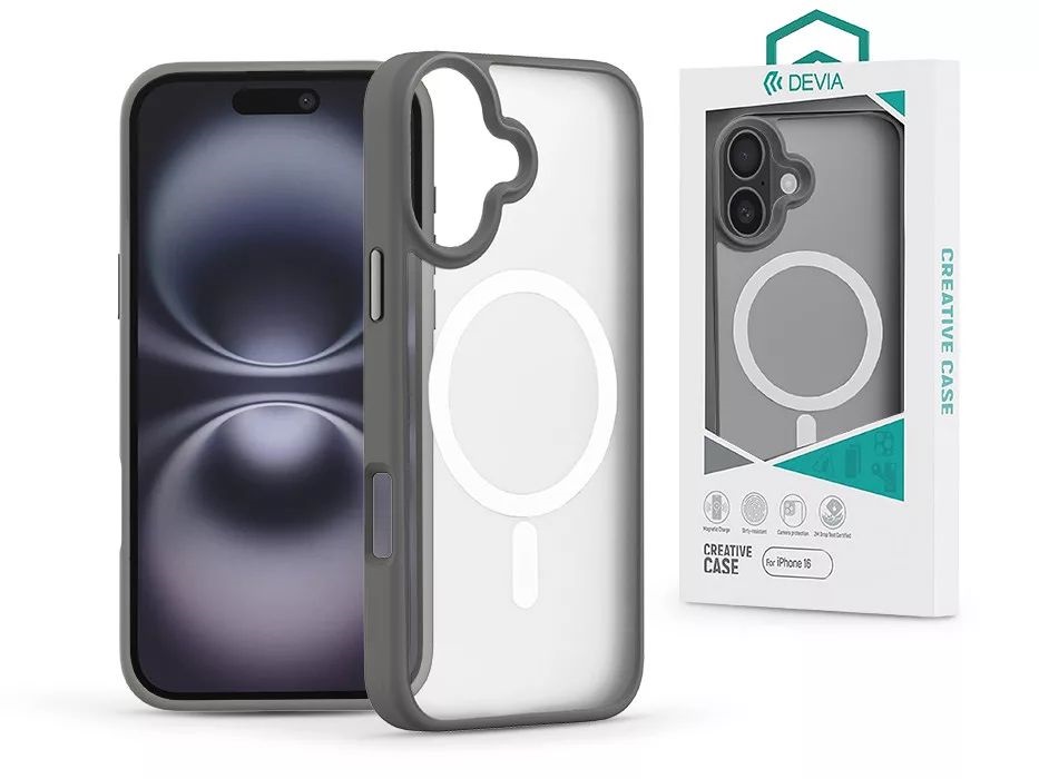 Devia ST116672 Pino Series Magnetic Apple iPhone 16 szürke Magnetic ütésálló tok