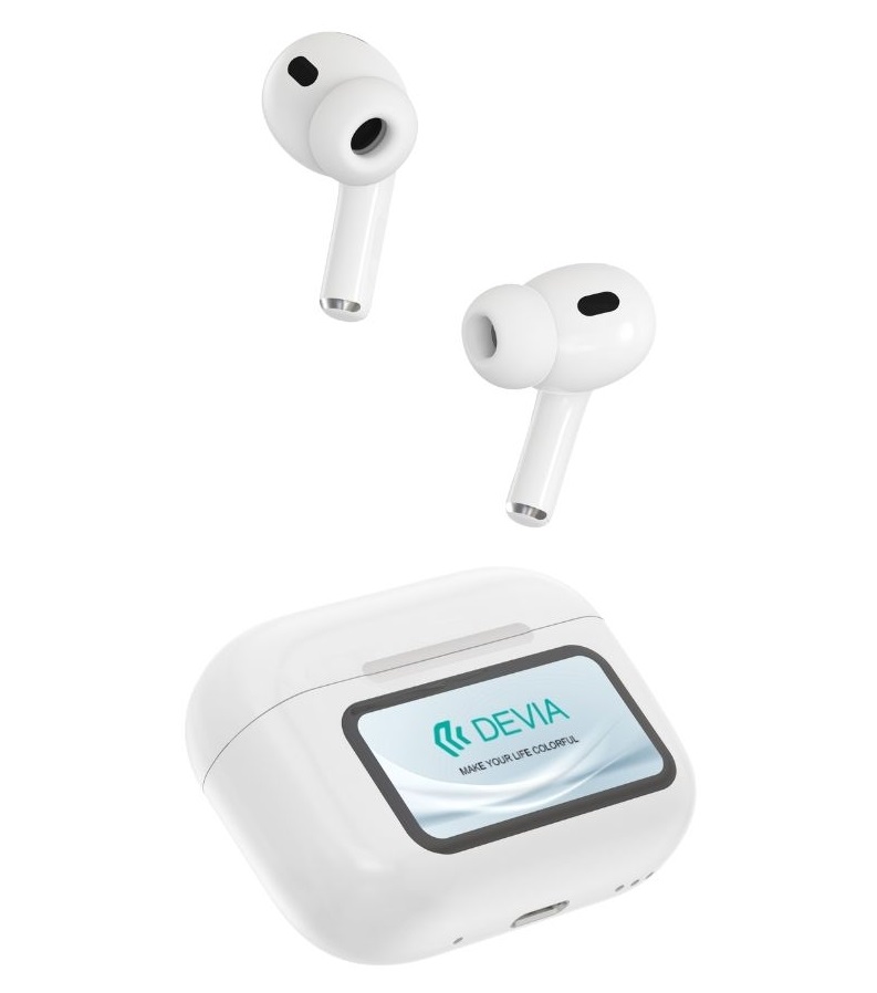Devia ST124219 TWS-Pro2 ANC fehér Bluetooth sztereó headset kijelzővel