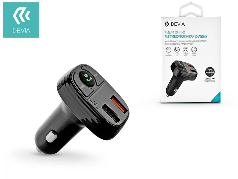 Devia ST335198 Bluetooth kihangosító/FM-transmitter/2xUSB szivargyújtós töltő