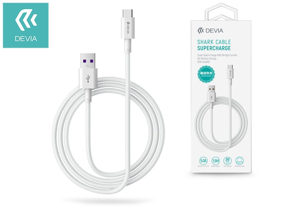 Devia ST344602 1,5m USB Type-C fehér töltő és adatkábel