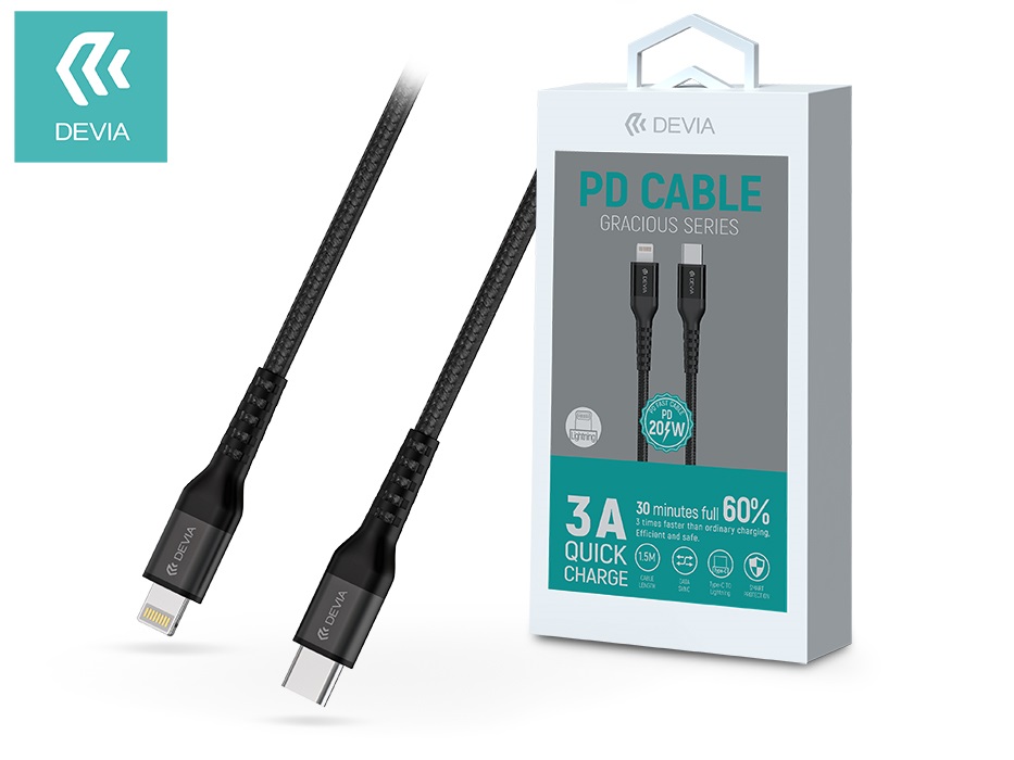 Devia ST350085 Type-C-Lightning 1,5 méter - Devia Gracious Series PD Cable 20W adat- és töltőkábel