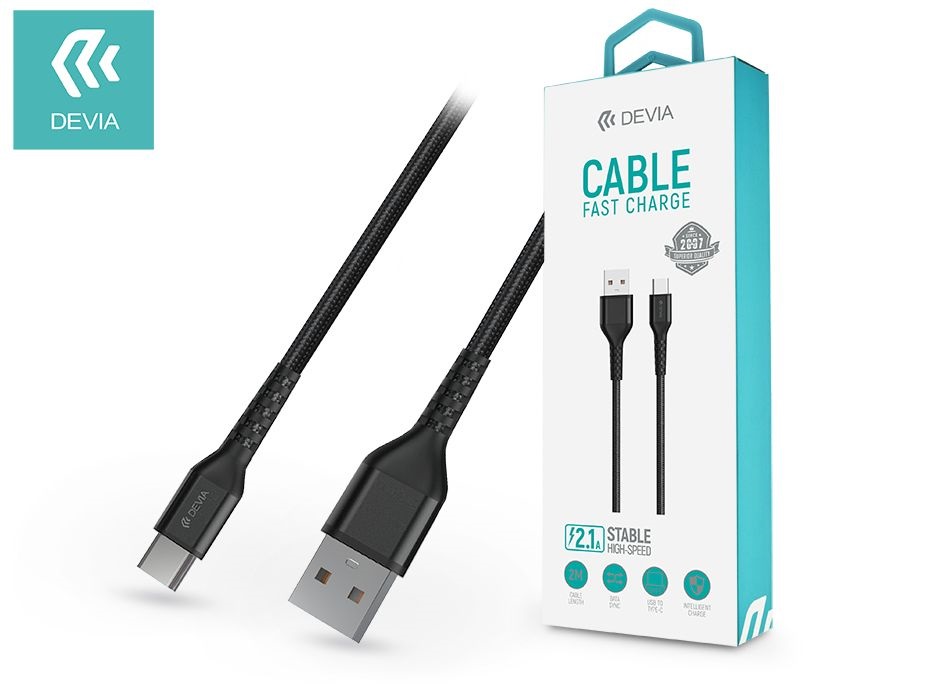 Devia ST351150 Gracious 2,4A 2m USB/Type-C fekete adat- és töltőkábel