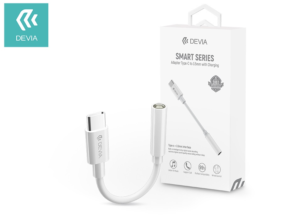 Devia ST354113 Type-C-3,5 jack Smart Adapter Type-C to 3.5 mm with Charging audio adapter