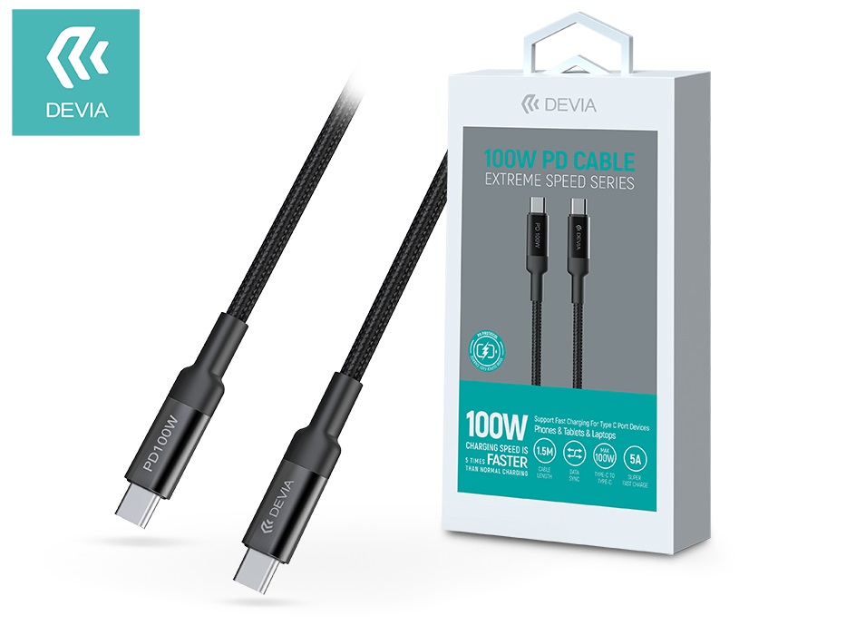 Devia ST354212 Type-C-Type-C 1,5 méter - Extreme Speed Series 100W PD Cable 5A adat- és töltőkábel