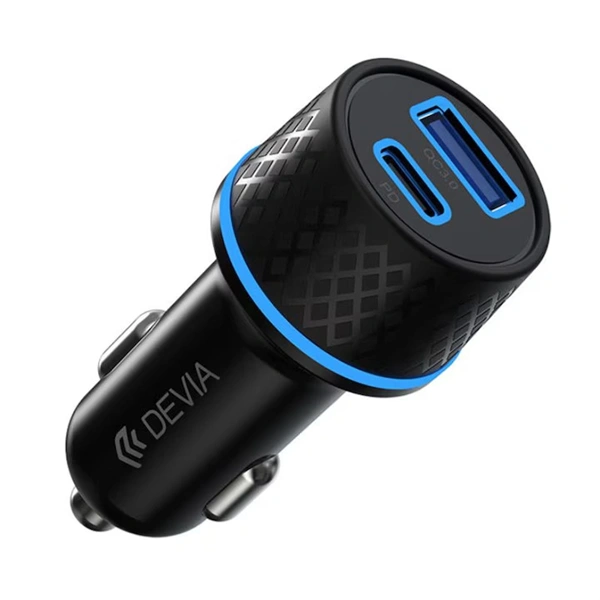 Devia ST354663 30W+QC 3.0 USB + Type-C szivargyújtó töltő