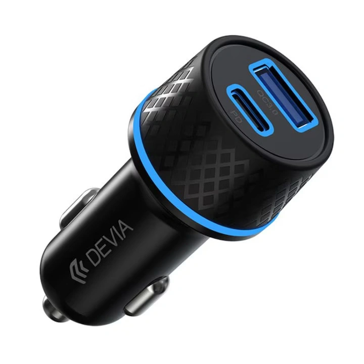 Devia ST354663 30W+QC 3.0 USB + Type-C szivargyújtó töltő