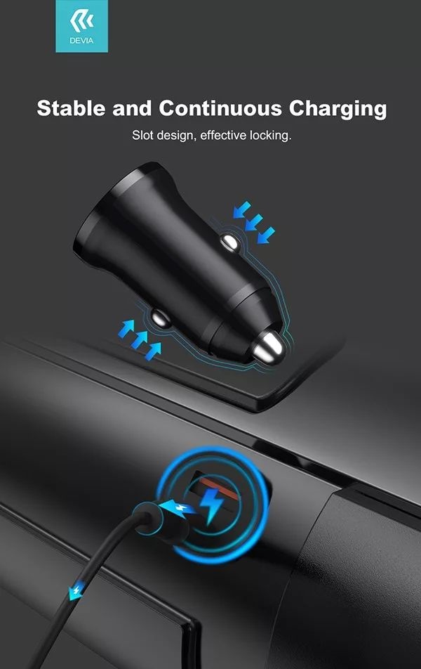 Devia ST359408 Smart Mini 20W USB/Type-C fekete szivargyújtó töltő