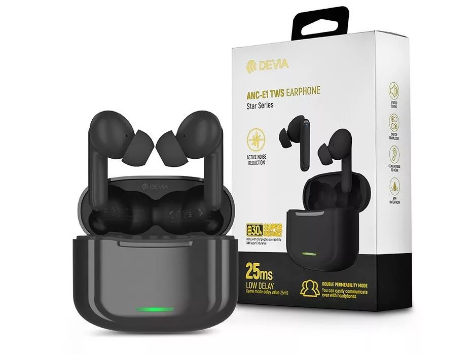 Devia ST359552 ANC-E1 Bluetooth True Wireless fekete sztereó fülhallgató