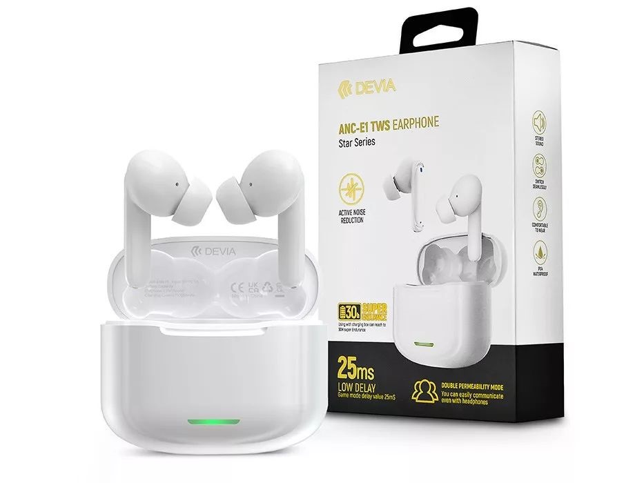 Devia ST359569 ANC-E1 Bluetooth True Wireless fehér sztereó fülhallgató