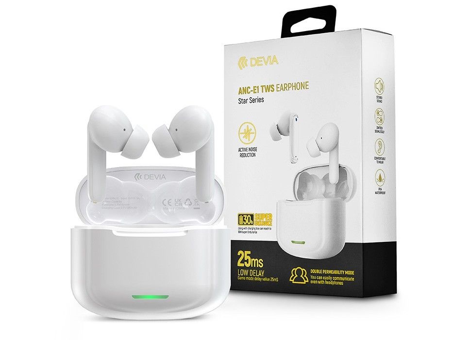 Devia ST359569 ANC-E1 Bluetooth True Wireless fehér sztereó fülhallgató