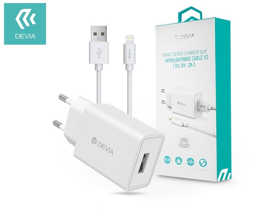 Devia ST362309 5V/2A Smart USB hálózati töltő adapter + Lightning kábel