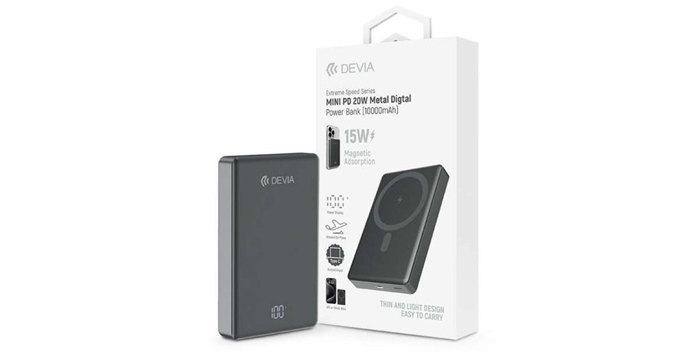 Devia ST363887 Extreme Speed Series 20W Lightning + Type-C 5000 mAh MagSafe fekete power bank