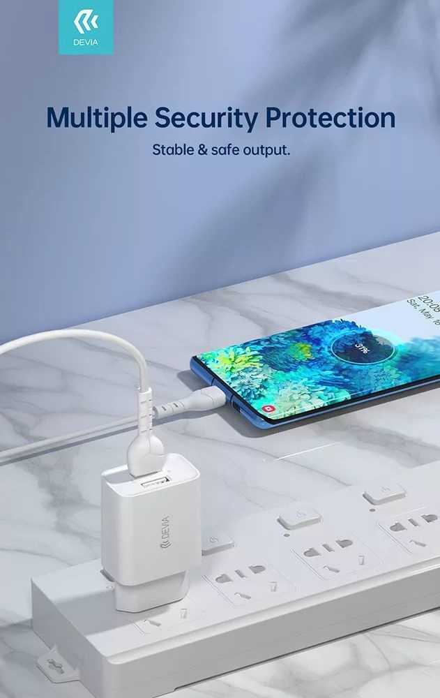 Devia ST364020 5V/2.4A Smart 2xUSB Hálózati töltő adapter + 1 m Micro USB kábel