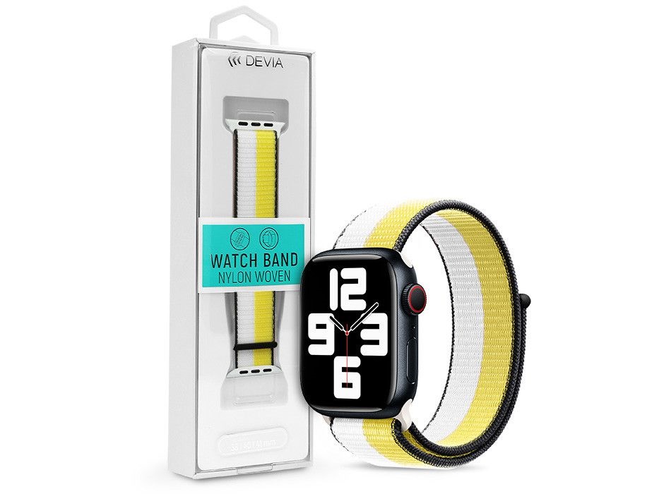 Devia ST364655 Apple Watch 38/40/41mm fehér/sárga szövet sport szíj